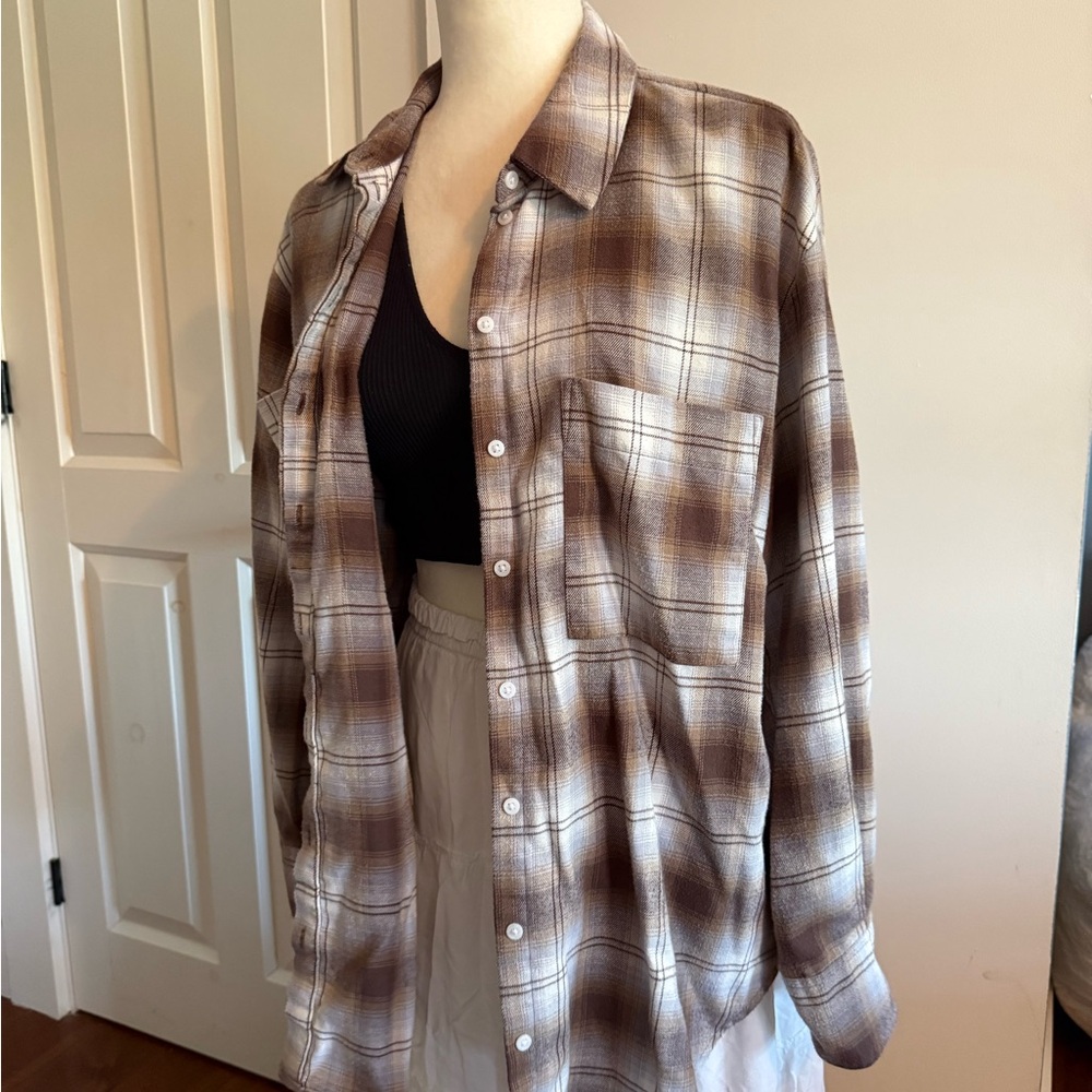Brown dynamite Plaid Button-Up Shirt